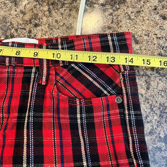 Current Elliott The Stiletto Red Tartan Plaid Party Skinny Jeans Size 25 - Picture 8 of 9